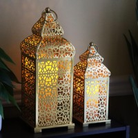 Large Golden Temple Moroccan Lantern Lamp, Set of 2