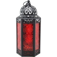 Mid Size Table/hanging Red Hexagon Moroccan Candle Lantern Holders