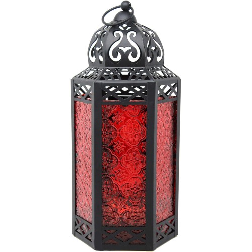 Mid Size Table/hanging Red Hexagon Moroccan Candle Lantern Holders