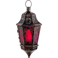 Lantern Decorative Indoor & Outdoor, 13.6’’ Moroccan Style Vintage Decorative Hanging Lantern