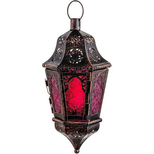 Lantern Decorative Indoor & Outdoor, 13.6’’ Moroccan Style Vintage Decorative Hanging Lantern
